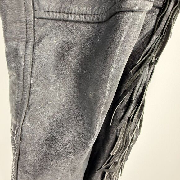 Allstate Leather chaps Black Fringe Size XL unisex lined buffalo - Picture 15 of 16